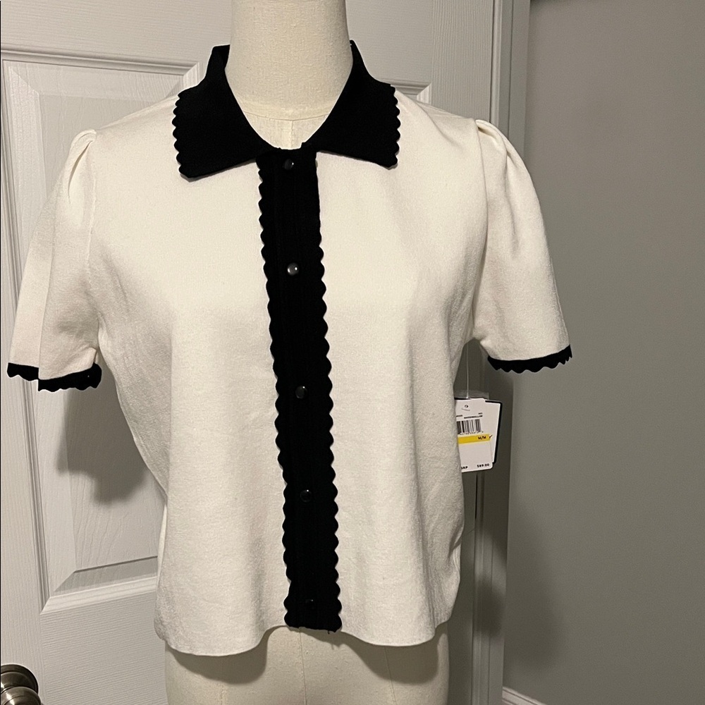 Laundry By Shelli Segal Black and White Button Down Shirt